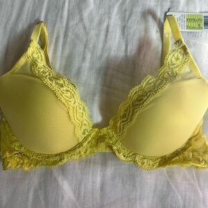 Natori Feathers Yellow Bra 34B new with tags
